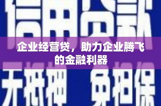 连云企业经营贷，助力企业腾飞的金融利器