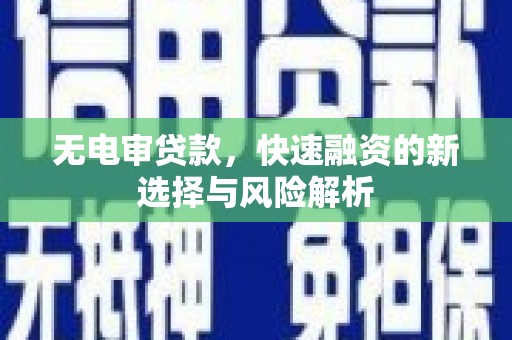 连云无电审贷款，快速融资的新选择与风险解析