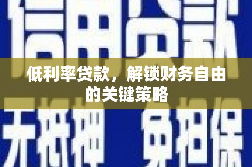 连云低利率贷款，解锁财务自由的关键策略