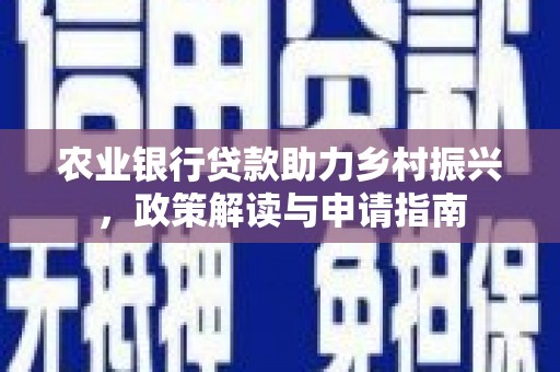 连云农业银行贷款助力乡村振兴，政策解读与申请指南