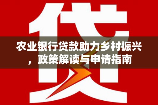 连云农业银行贷款助力乡村振兴，政策解读与申请指南