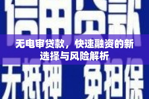 连云无电审贷款，快速融资的新选择与风险解析