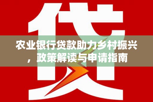连云农业银行贷款助力乡村振兴，政策解读与申请指南
