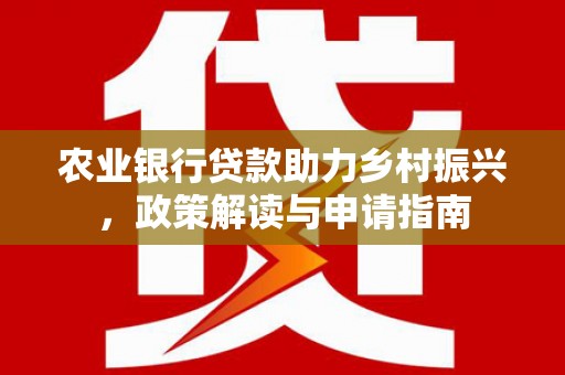 连云农业银行贷款助力乡村振兴，政策解读与申请指南